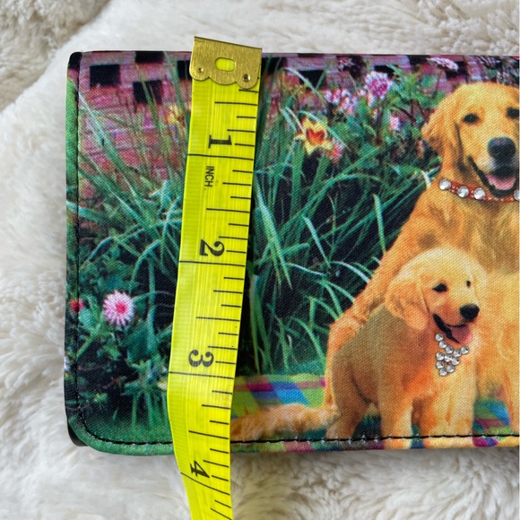 Golden Retriever Mom and Puppy Dog Wallet w Rhinestones Collars NWOT Trifold - Picture 6 of 7